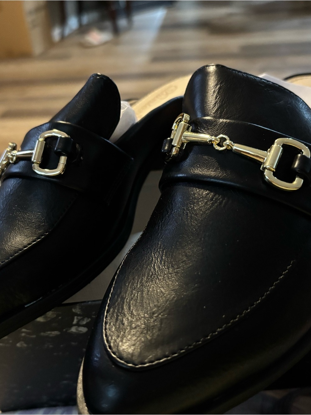 Women’s Leather Bit Loafers with Gold Hardware - Picture 3 of 7